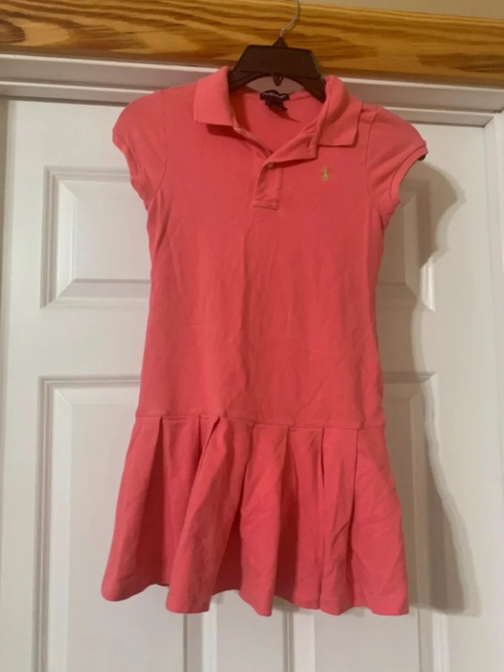 Ralph Lauren Girls Coral Polo Dress with Yellow Pony